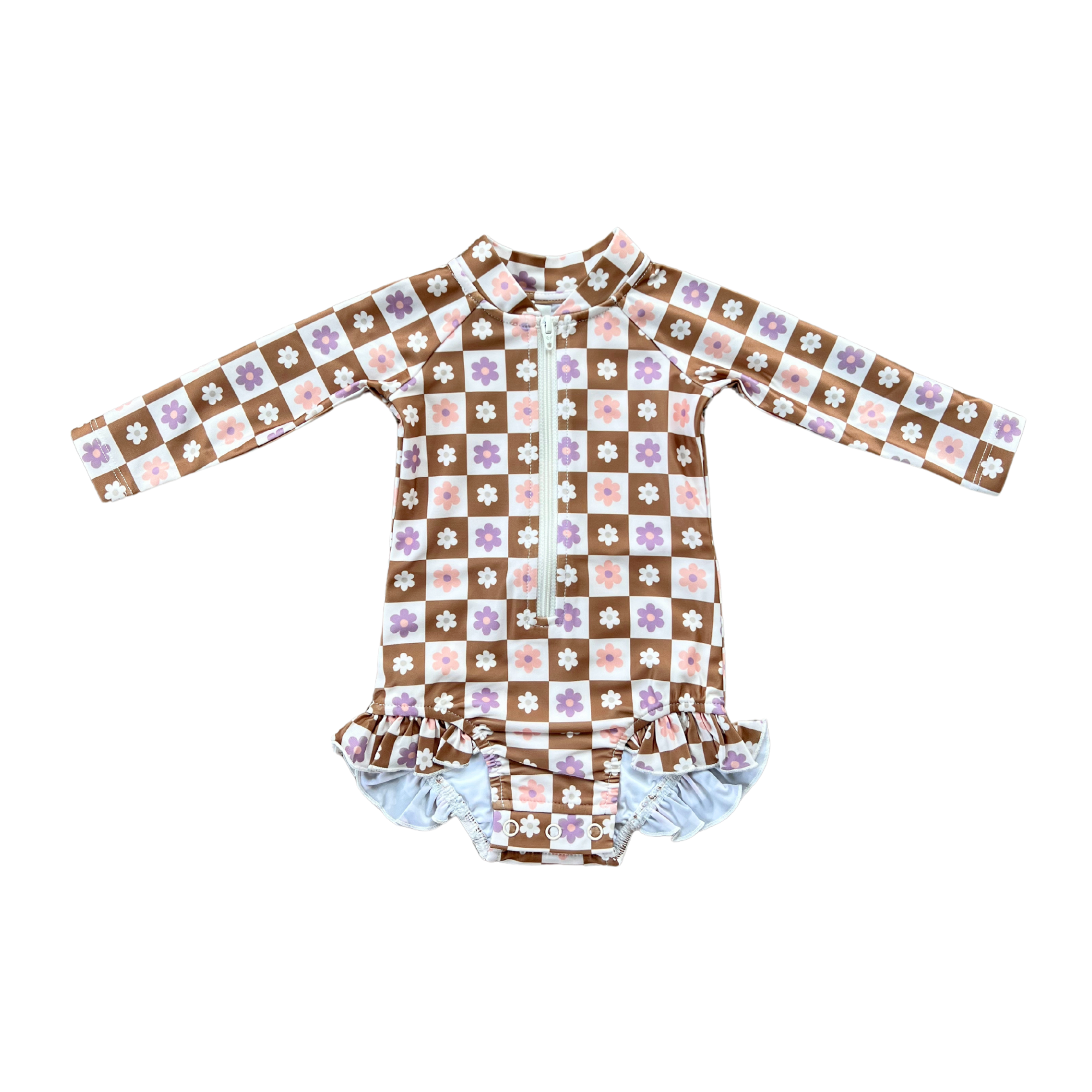 Girl's One-Piece Ruffle Rash Guard Swimsuit