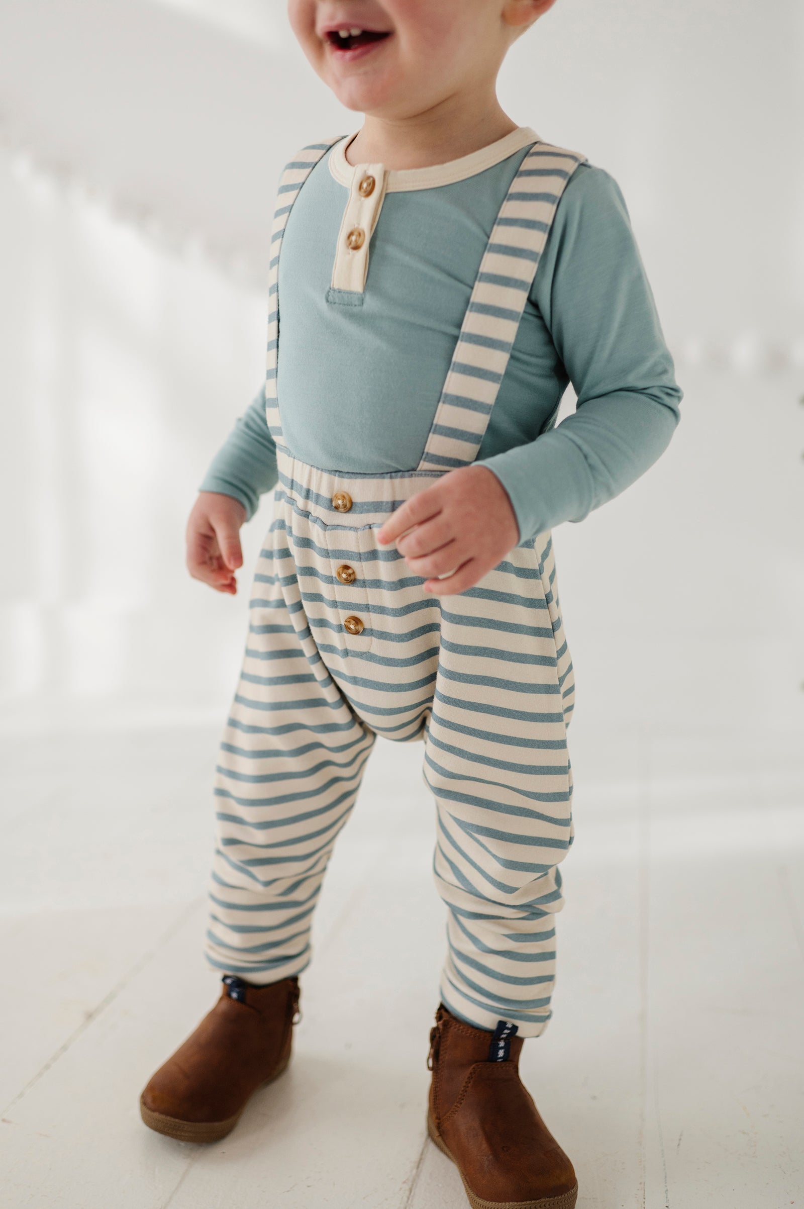 Henley Bodysuit & Suspenders Set