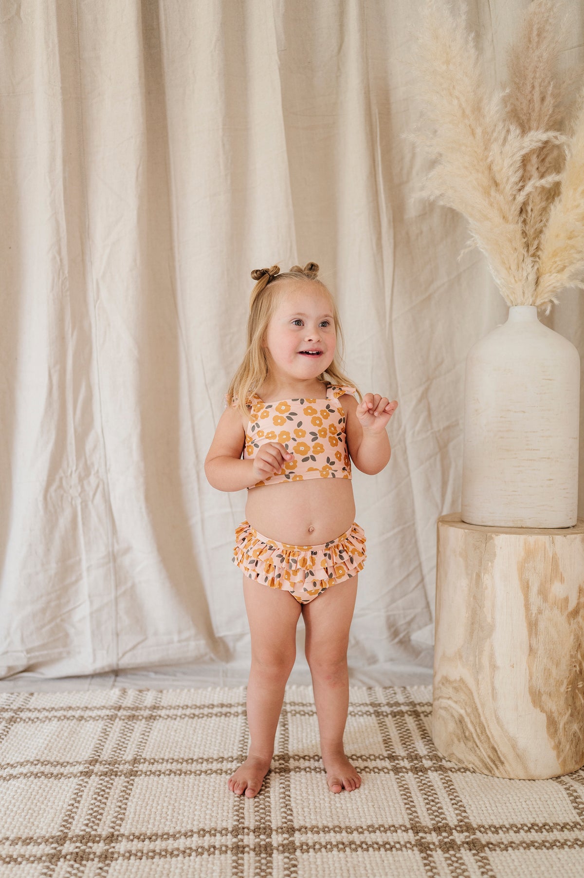 Girl's Two-Piece Ruffle Swim Suit