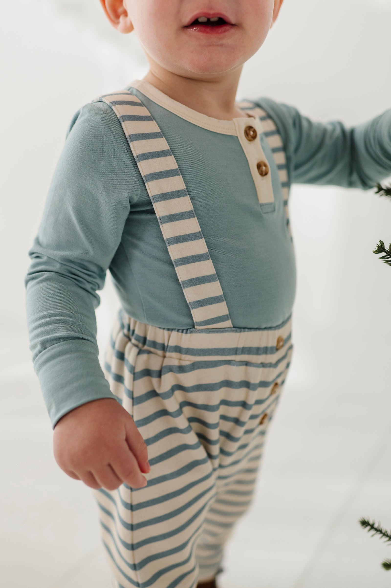 Henley Bodysuit & Suspenders Set