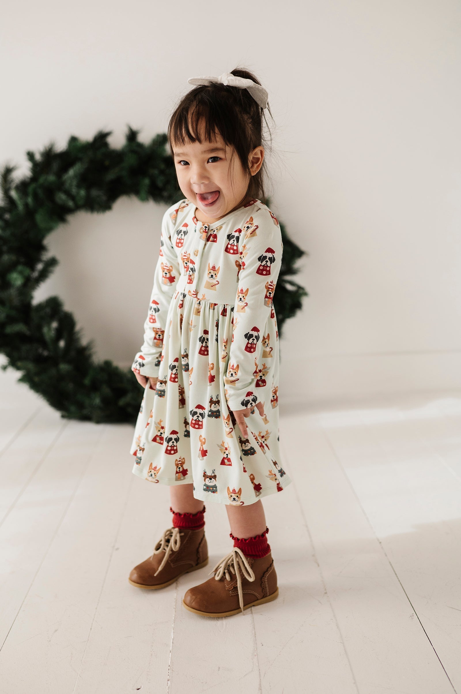 Girl's Long Sleeve Henley Dress