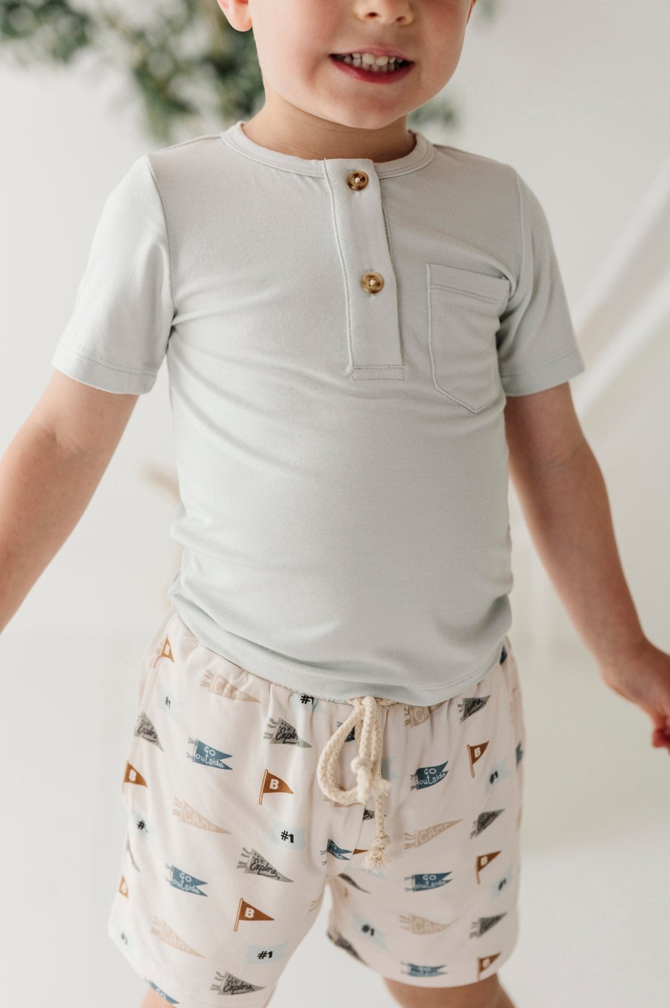 Boy's Short Sleeve Henley Shirt - babysprouts clothing company