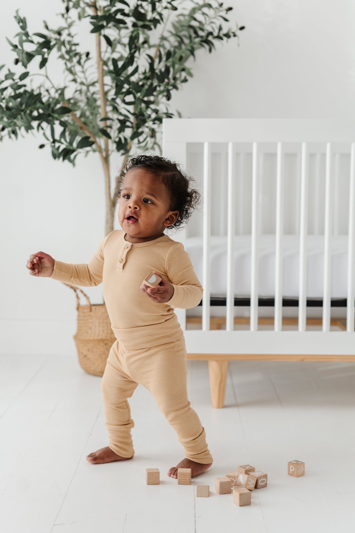 Ribbed Henley Bodysuit Set