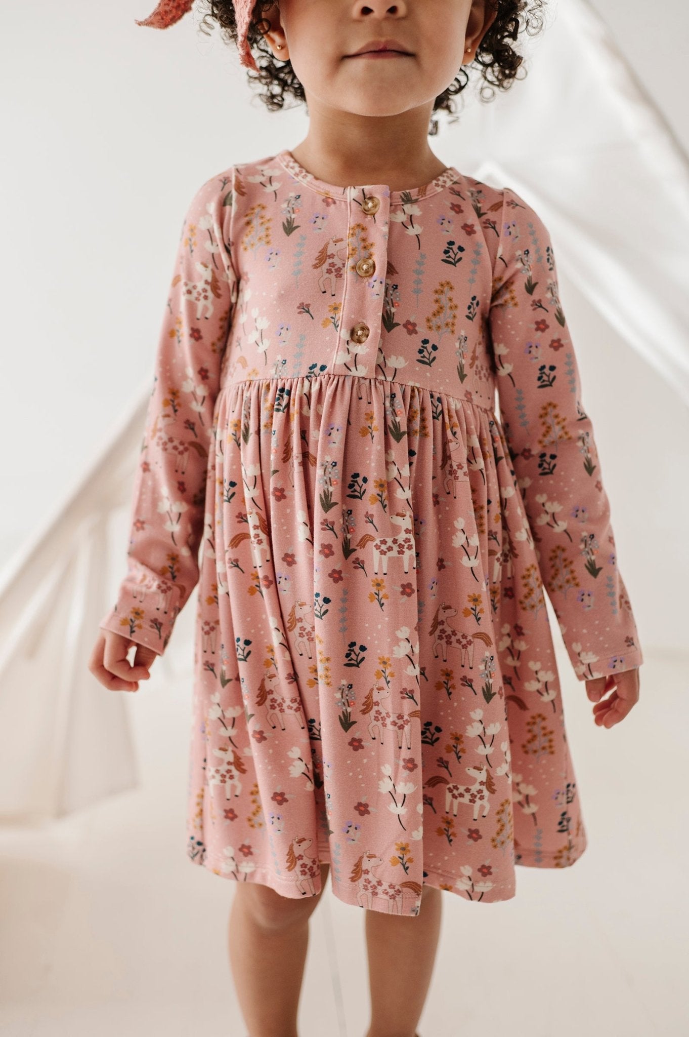 Girl's Long Sleeve Henley Dress - babysprouts clothing company