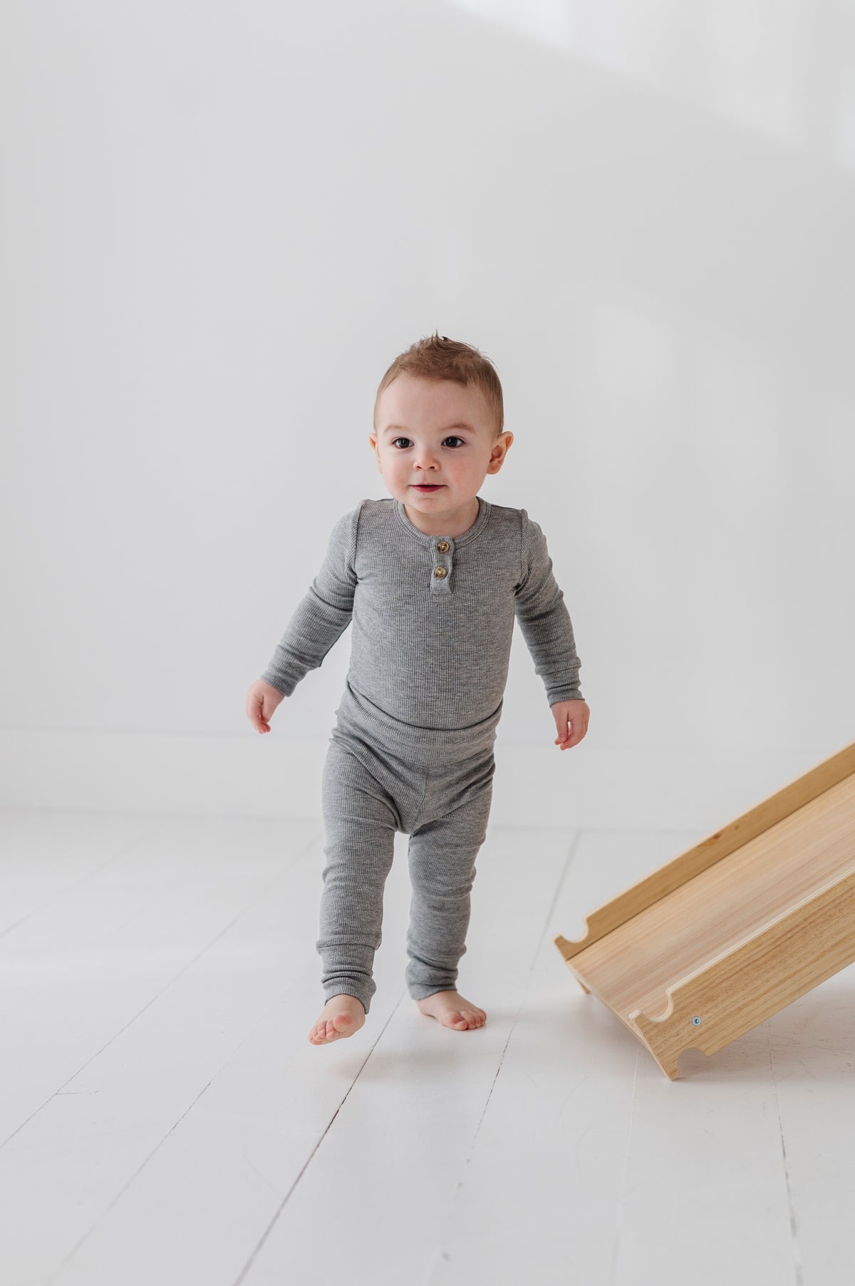 Ribbed Henley Bodysuit Set