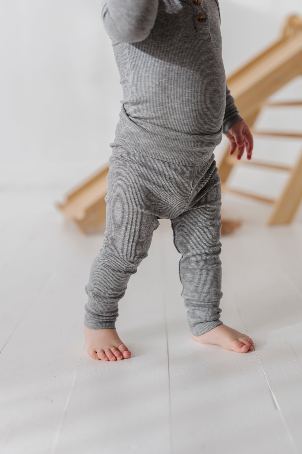 Ribbed Henley Bodysuit Set