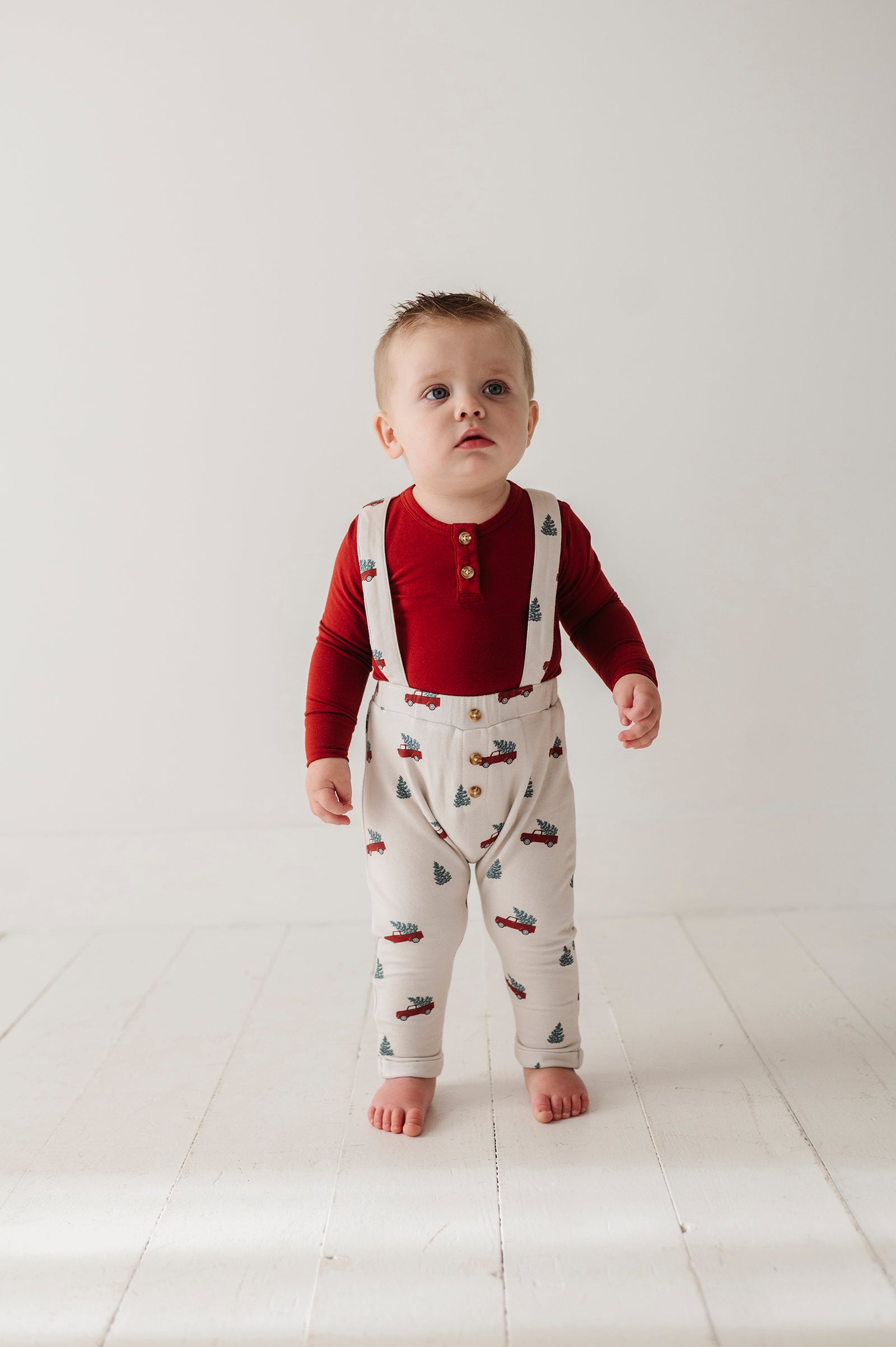 Henley Bodysuit & Suspenders Set