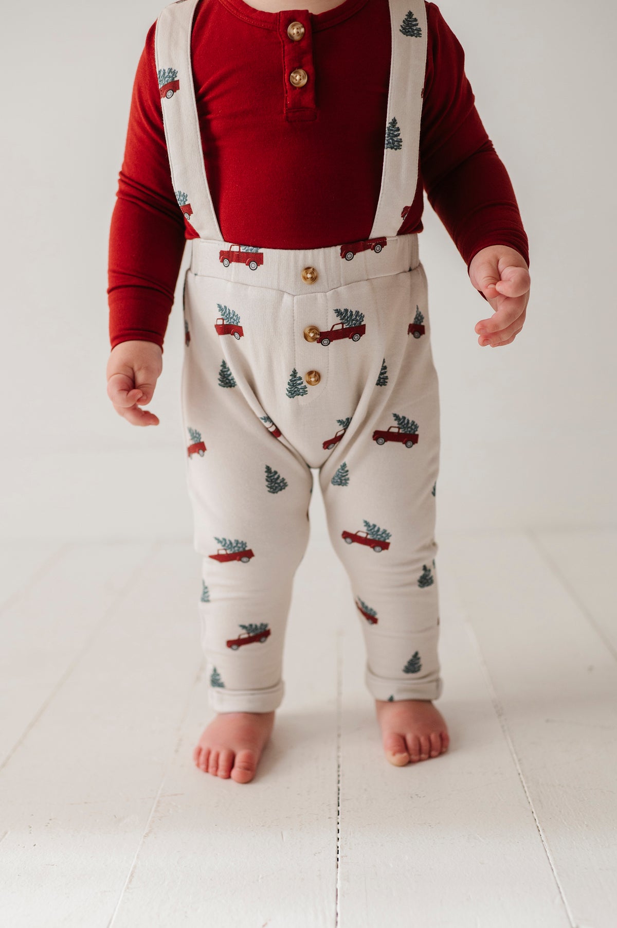 Henley Bodysuit & Suspenders Set