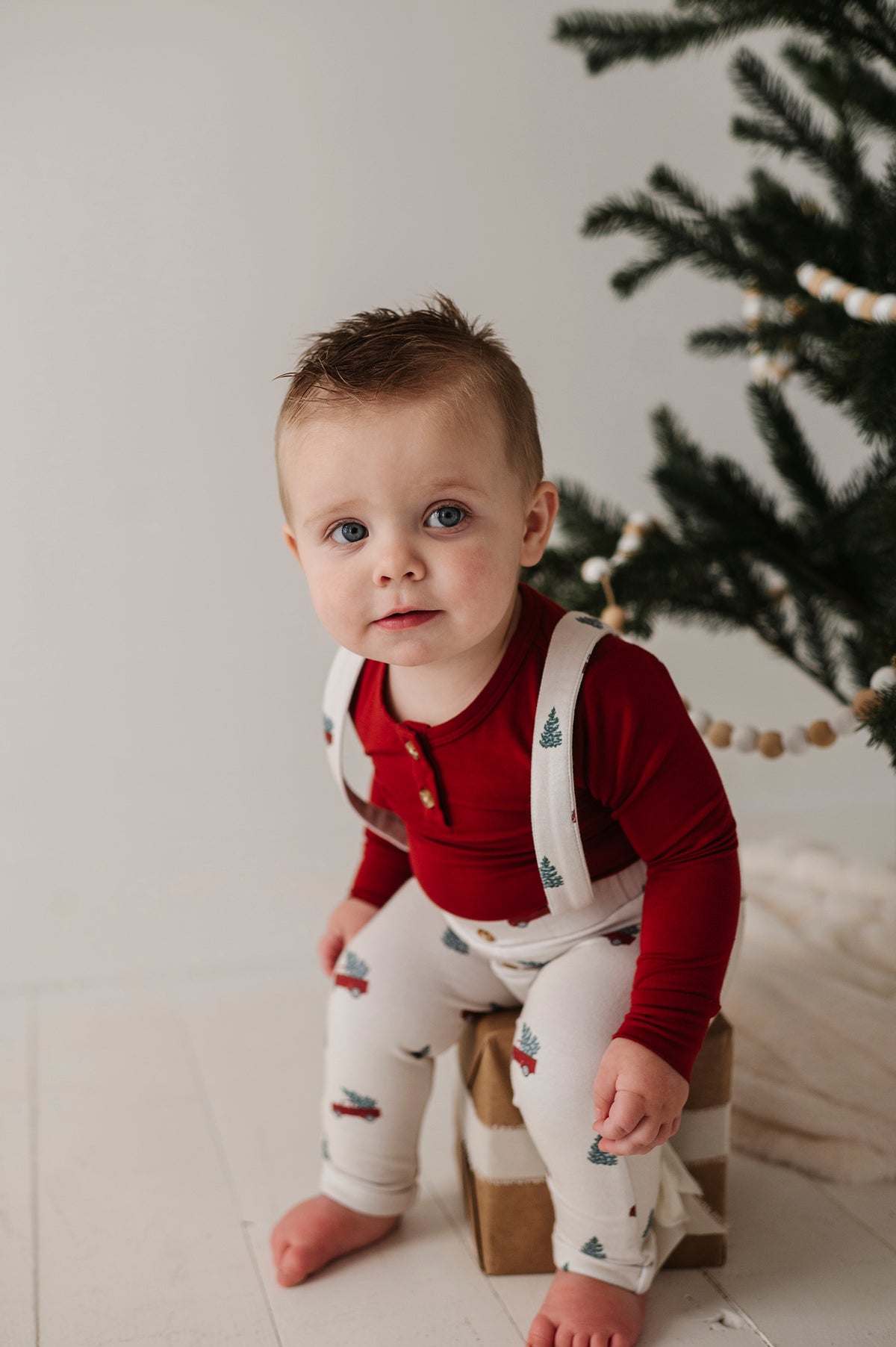 Henley Bodysuit & Suspenders Set