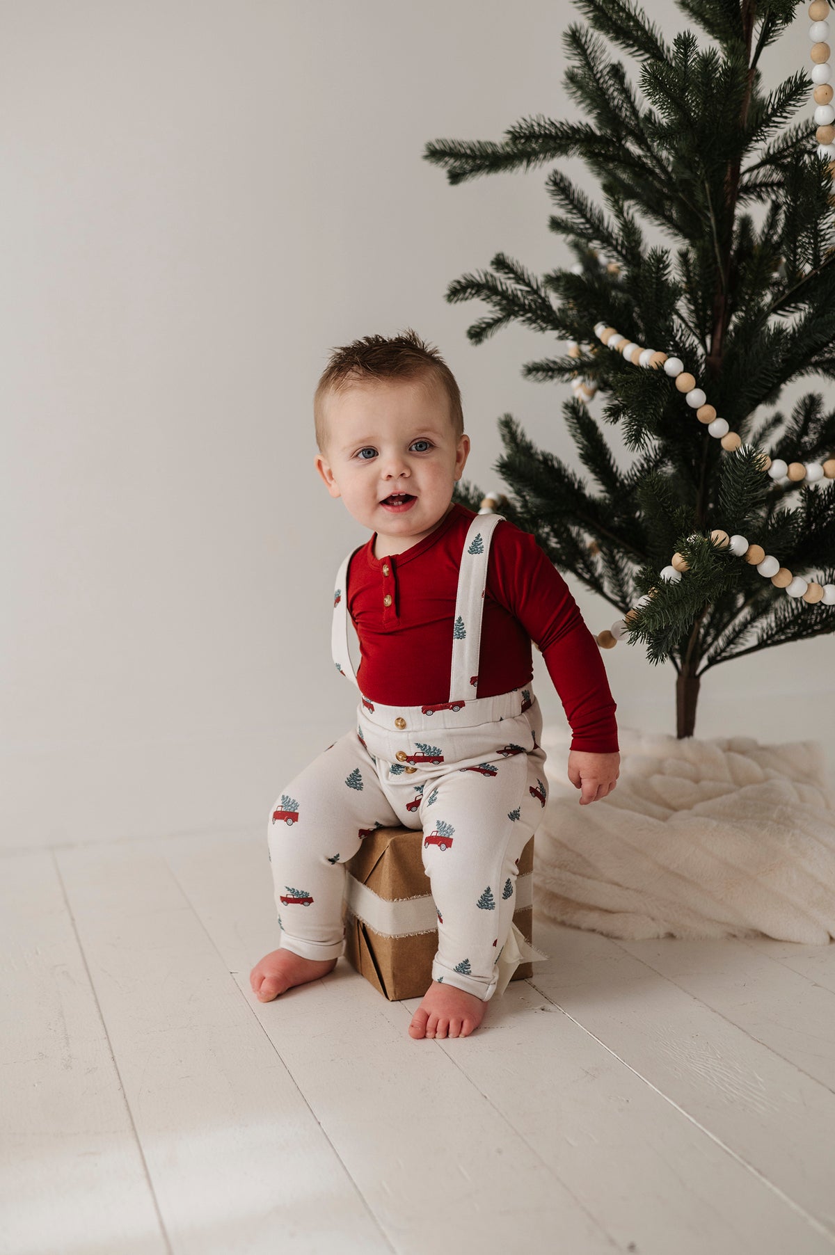 Henley Bodysuit & Suspenders Set