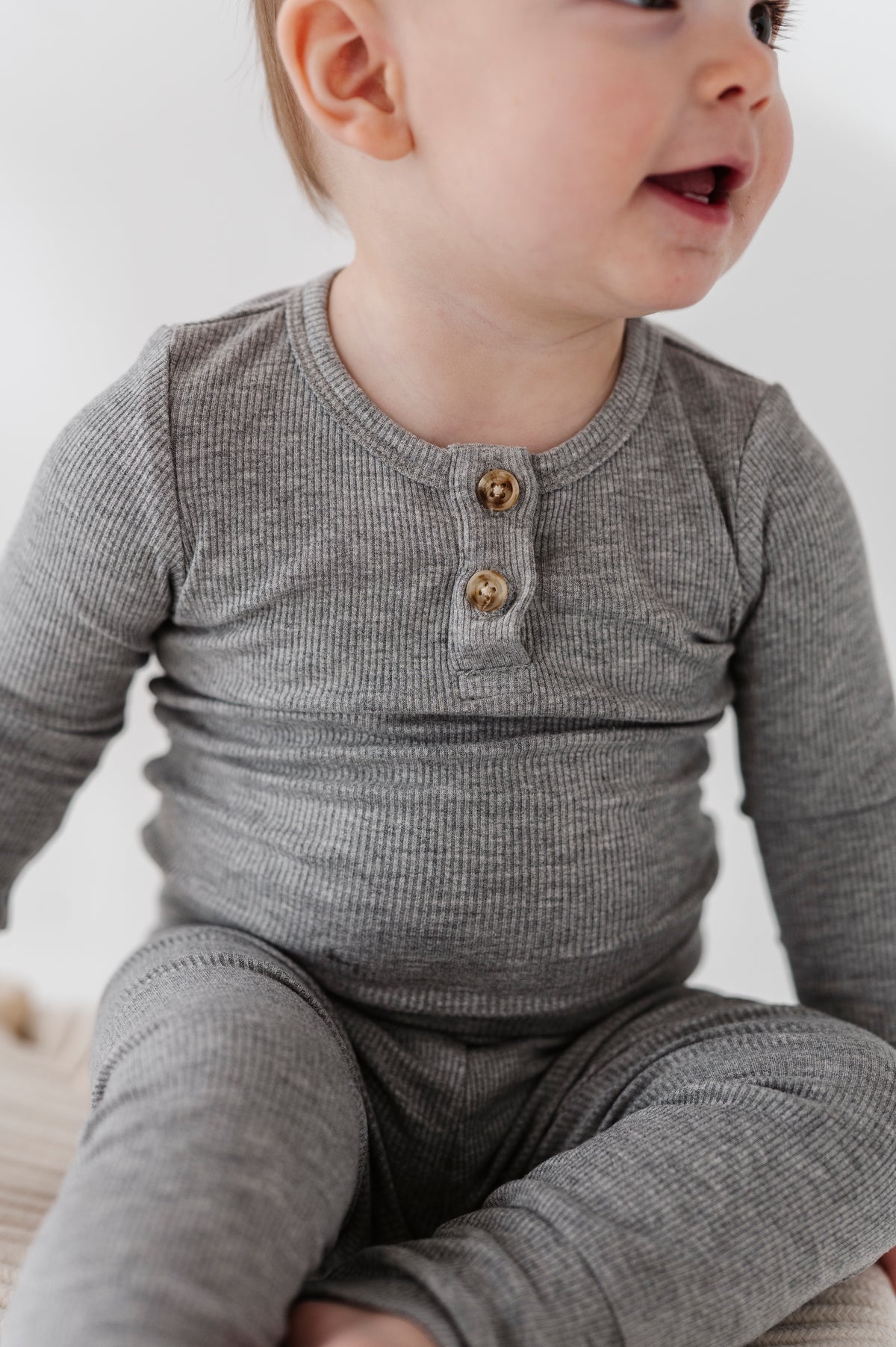 Ribbed Henley Bodysuit Set