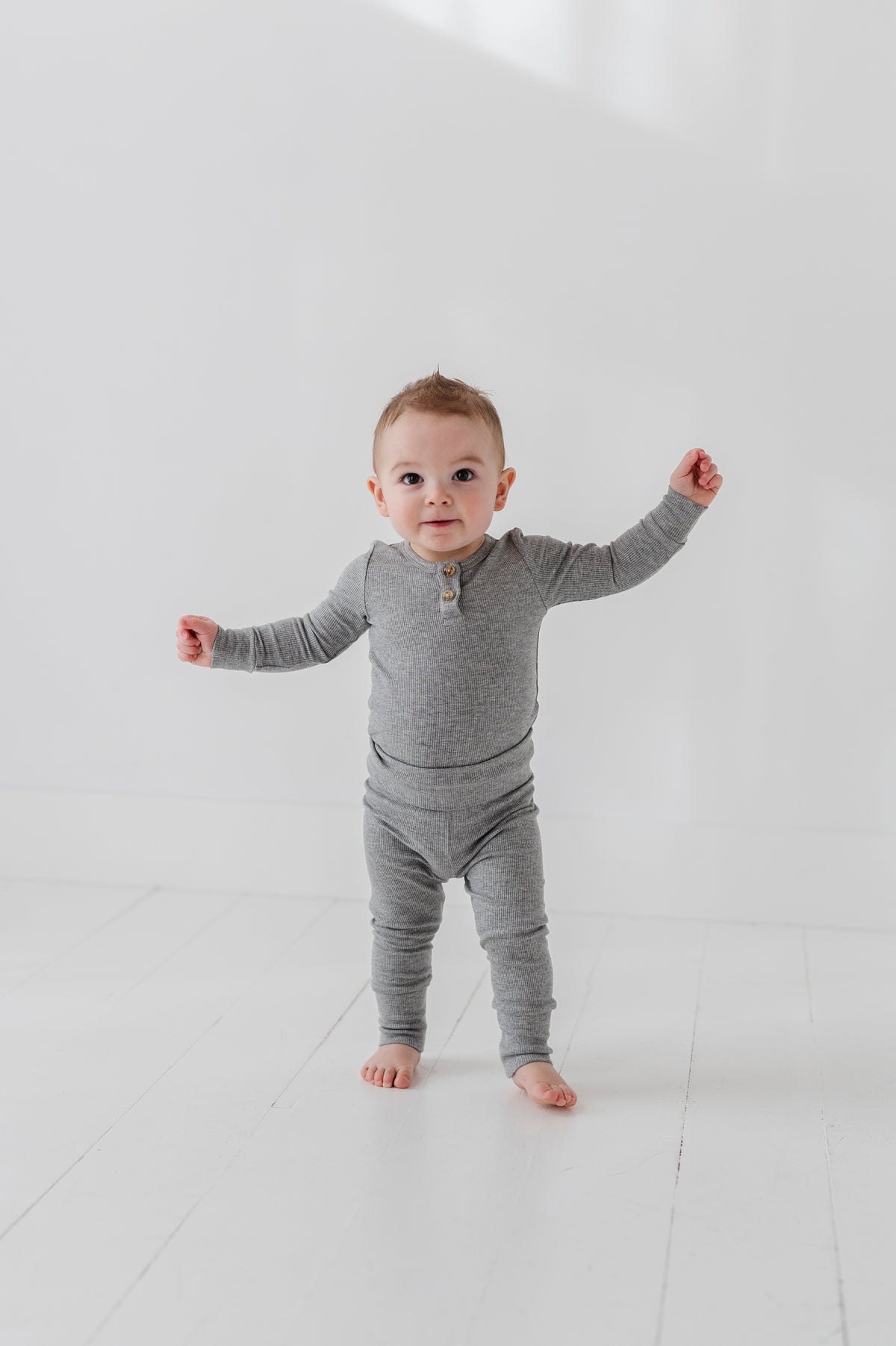 Ribbed Henley Bodysuit Set