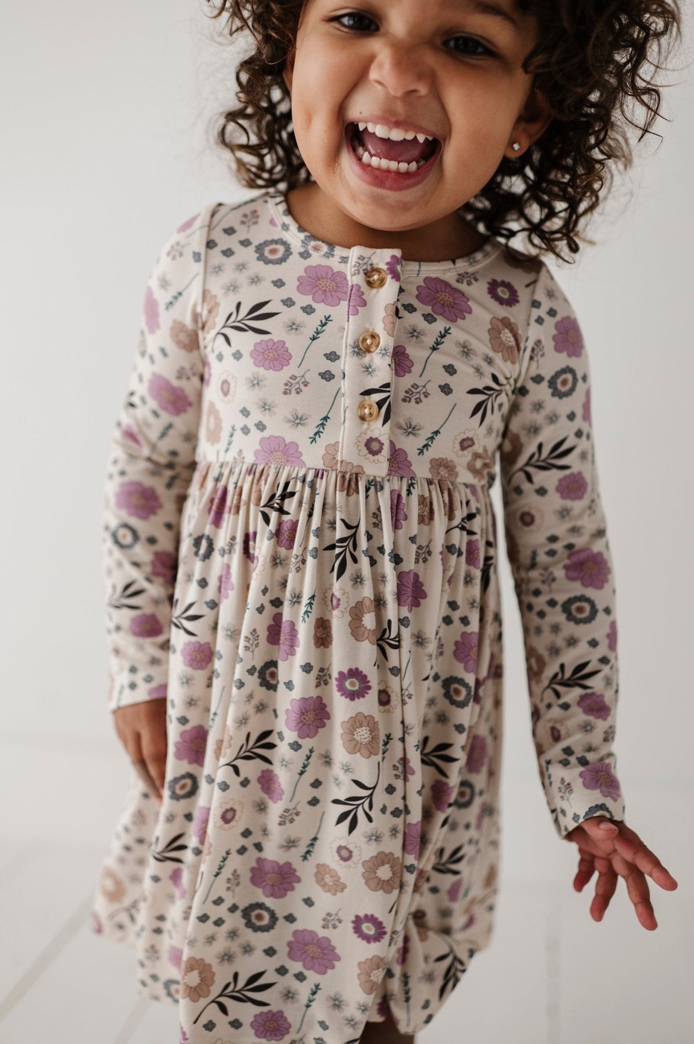Girl's Long Sleeve Henley Dress - babysprouts clothing company