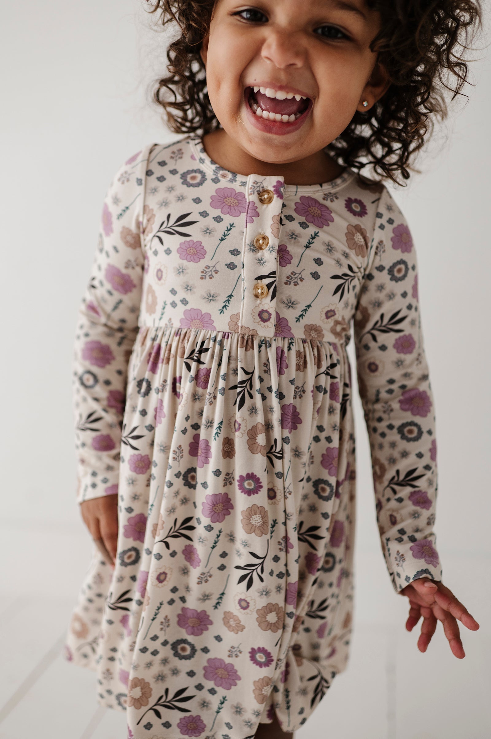 Girl's Long Sleeve Henley Dress