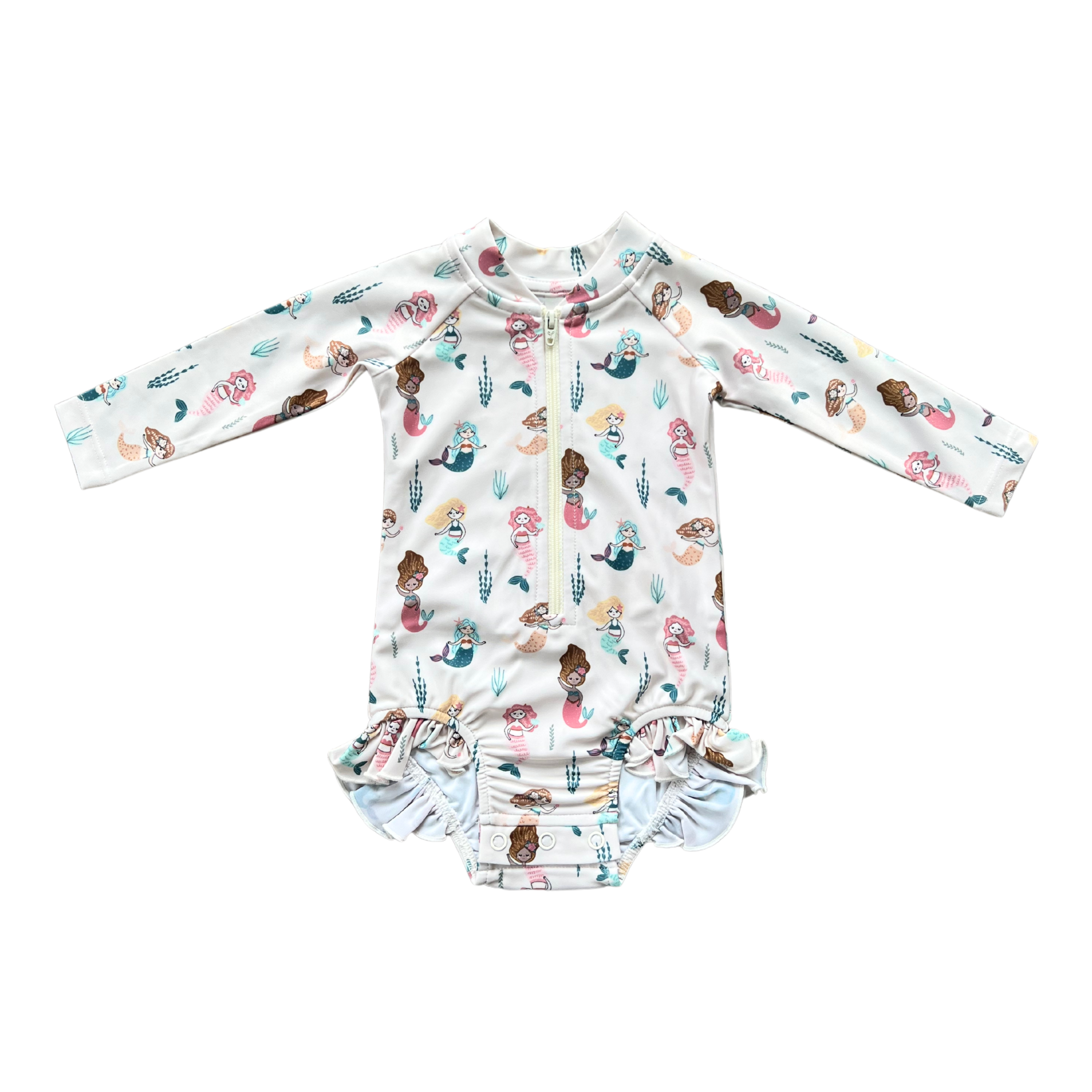 Girl's One-Piece Ruffle Rash Guard Swimsuit