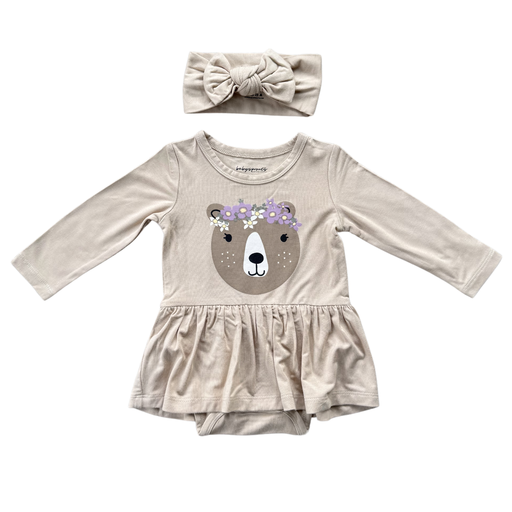 Baby Girl Long Sleeve Bodysuit Dress Set