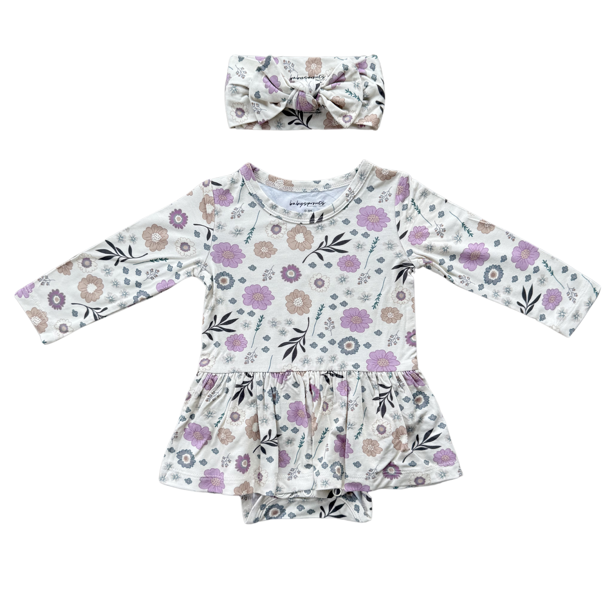 Baby Girl Long Sleeve Bodysuit Dress Set
