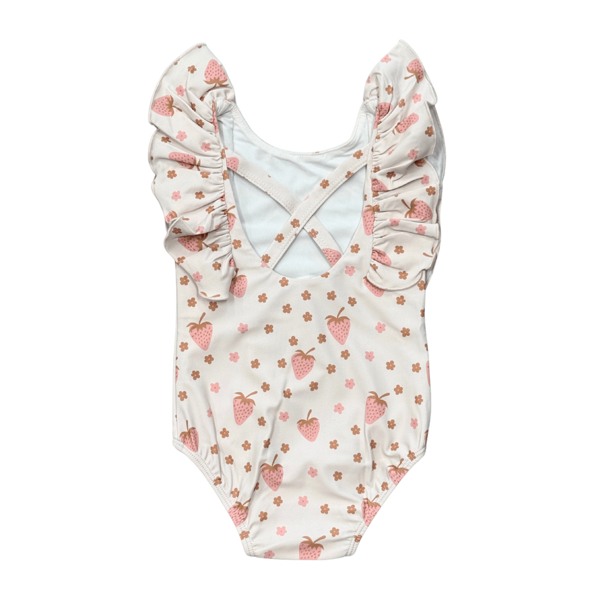 Girl's Ruffle Sleeve Cross Back Swimsuit - babysprouts clothing company