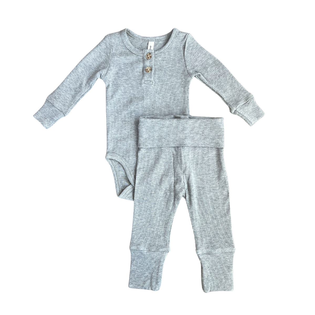 Ribbed Henley Bodysuit Set