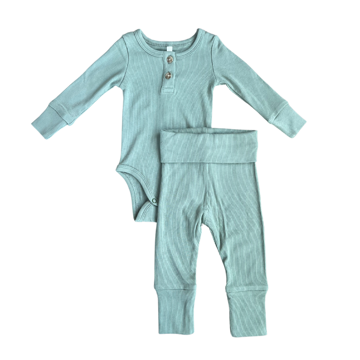 Ribbed Henley Bodysuit Set