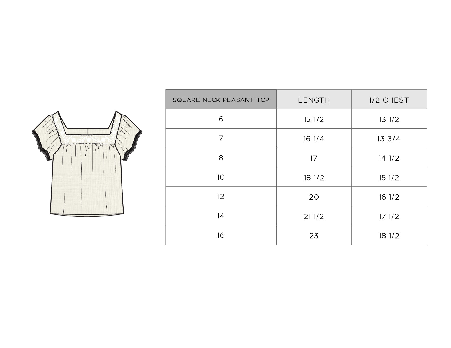 Square Neck Peasant Top - babysprouts clothing company